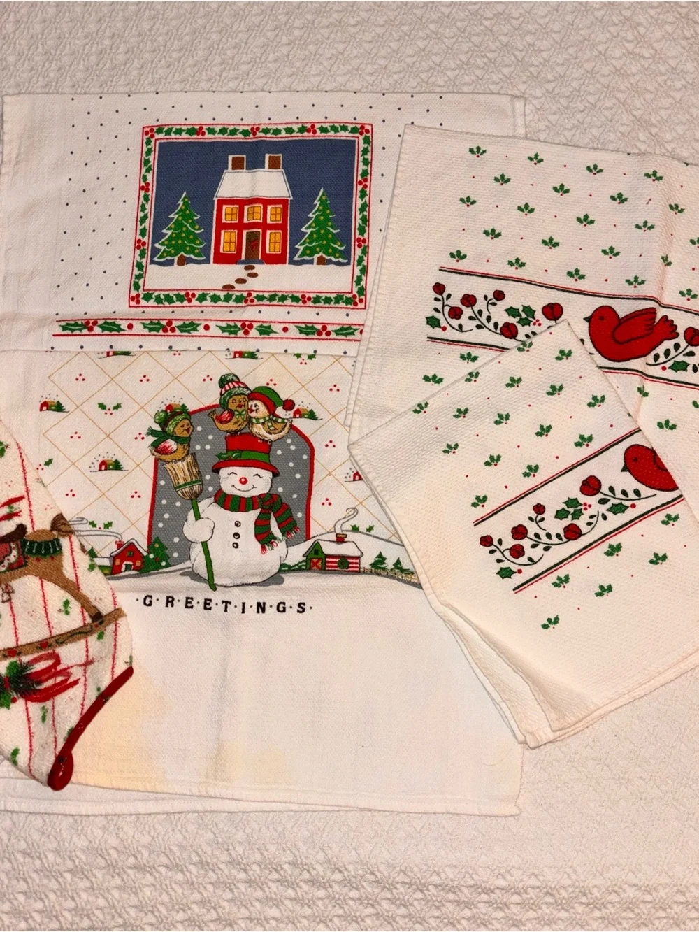 Lot of vintage Riegel made in USA Christmas holiday hand towels